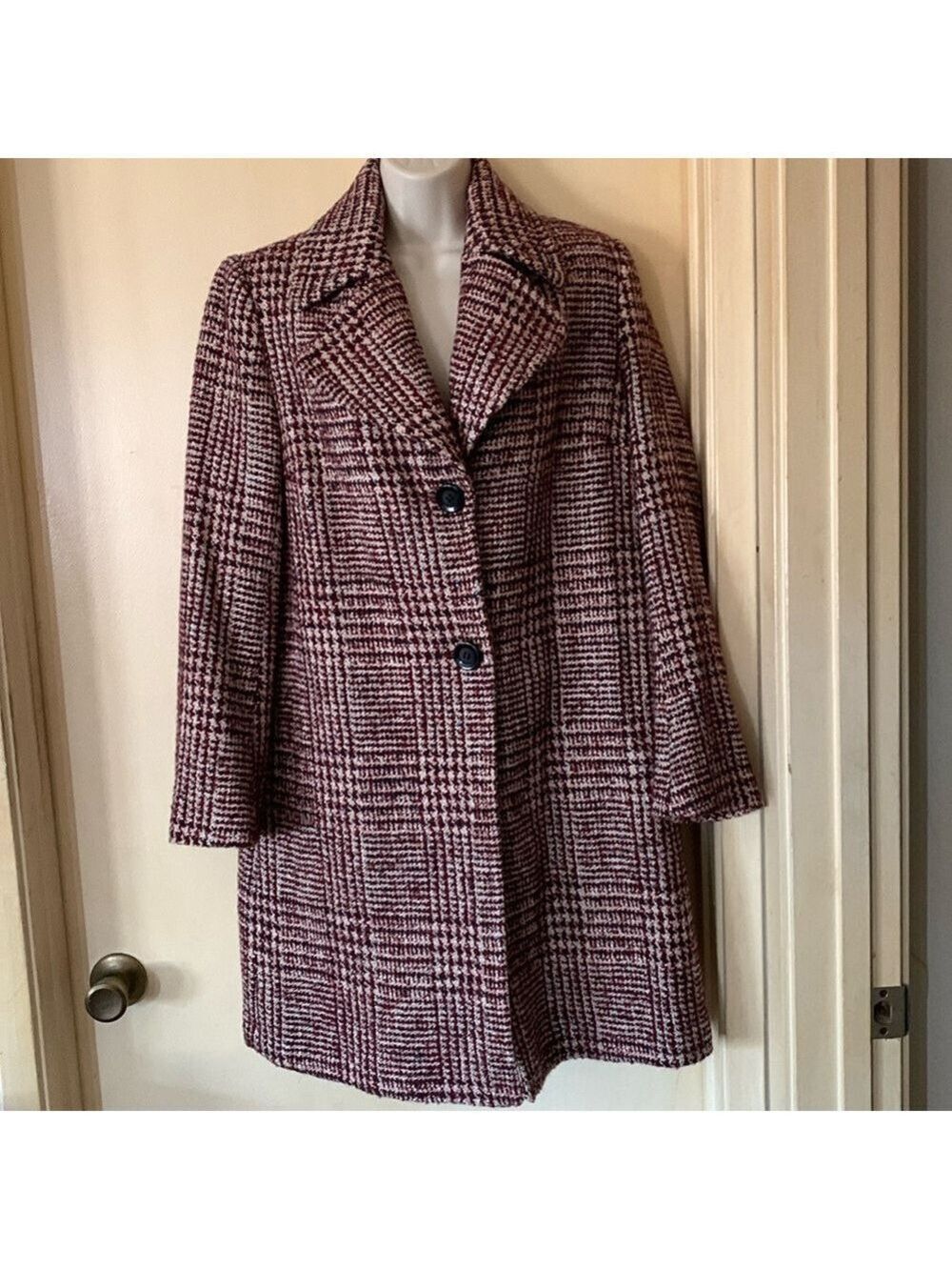 Sam Edelman red tweed knee length coat size 6
